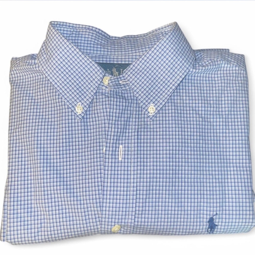 Polo by Ralph Lauren Men's Blue Checkered Shirt
